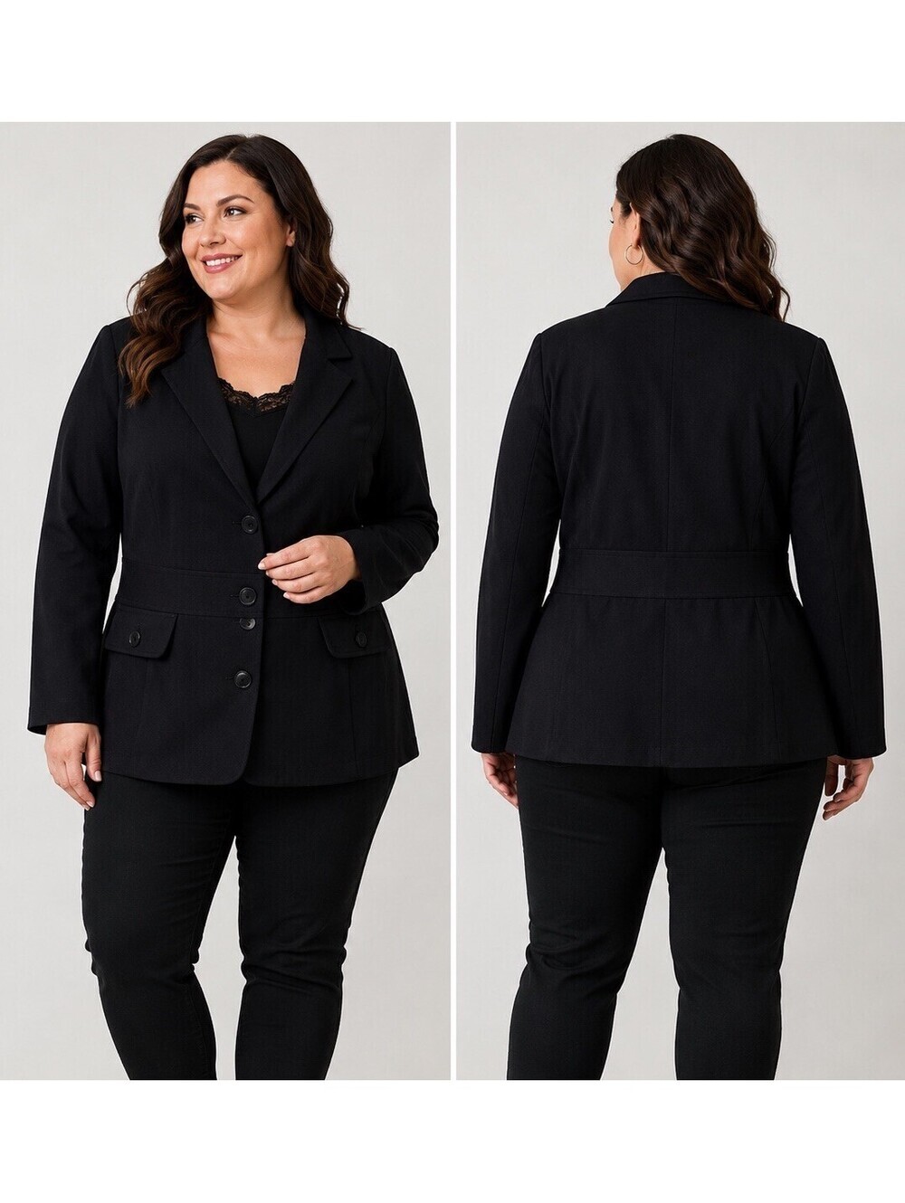 COURTNAY Black Blazer Jacket Women’s 10P Petite Goth Steampunk Military Office